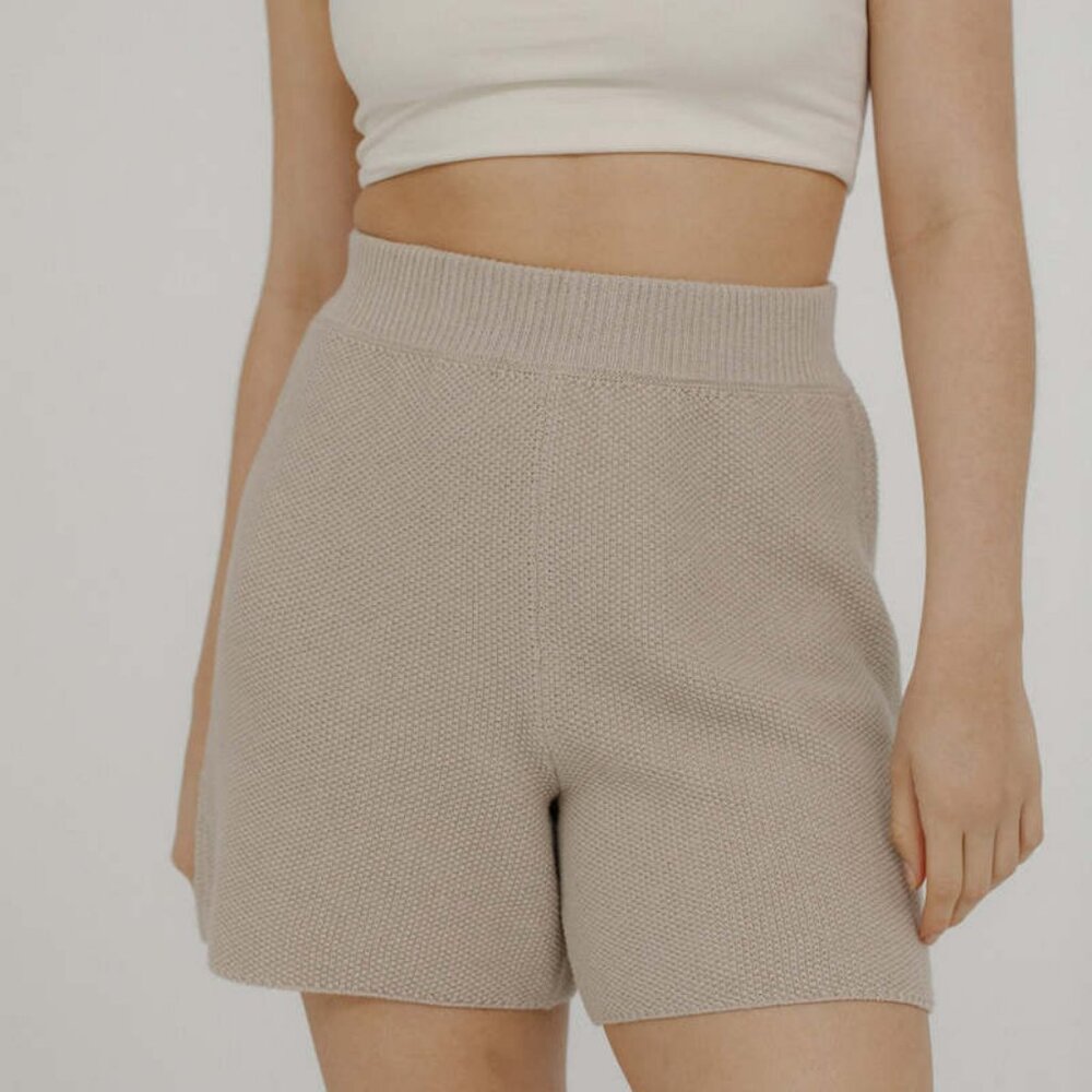 Bare Knitwear Cotton Seed Stitch Shorts